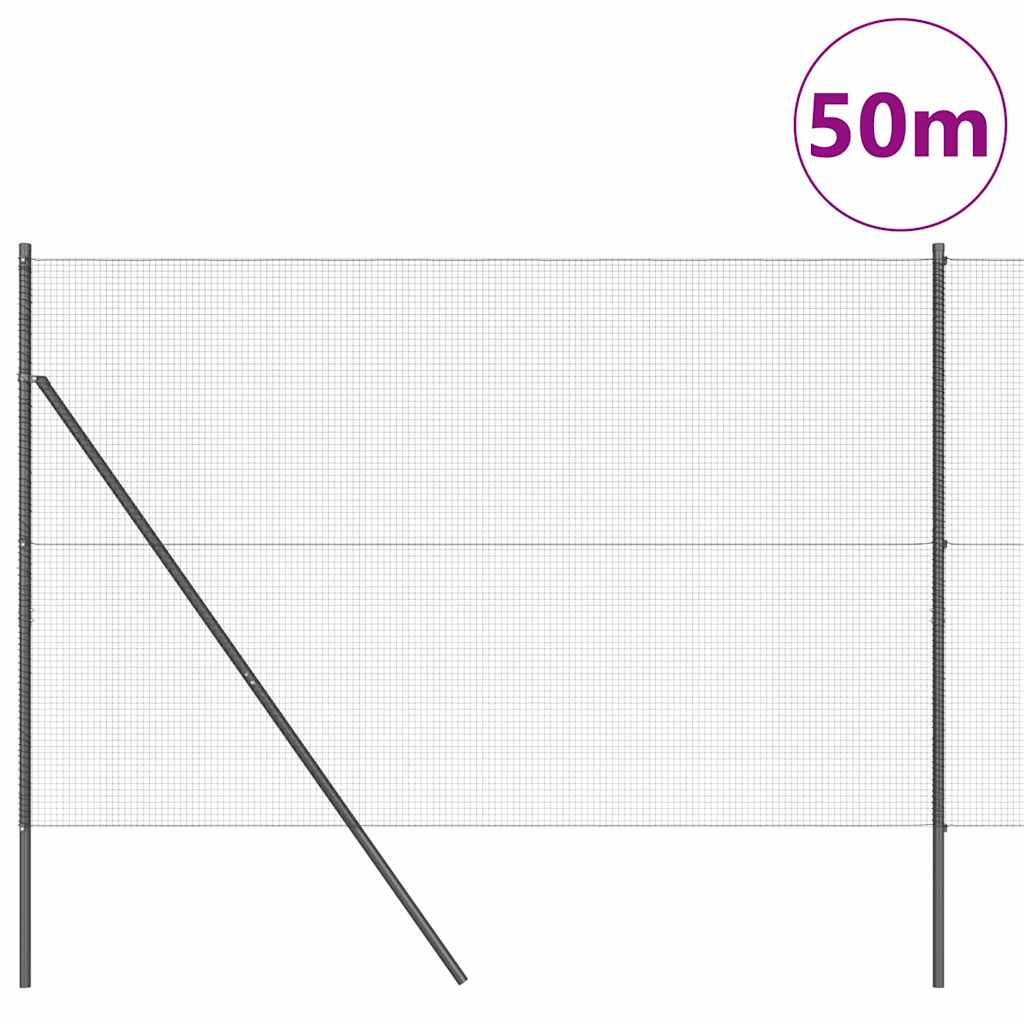 vidaXL Welded Wire Fence Ground Fix 50 x 1.4 m PVC-Coated Steel Grey 3