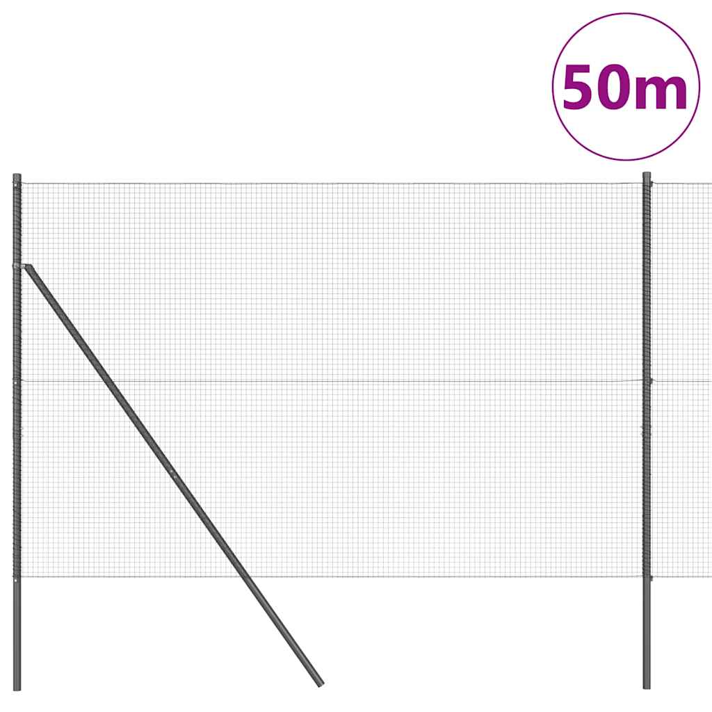 vidaXL Welded Wire Fence Ground Fix 50 x 1.4 m PVC-Coated Steel Grey 3