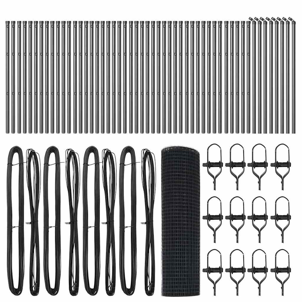 vidaXL Welded Wire Fence Ground Fix 100 x 0.8 m PVC-Coated Steel Grey 5