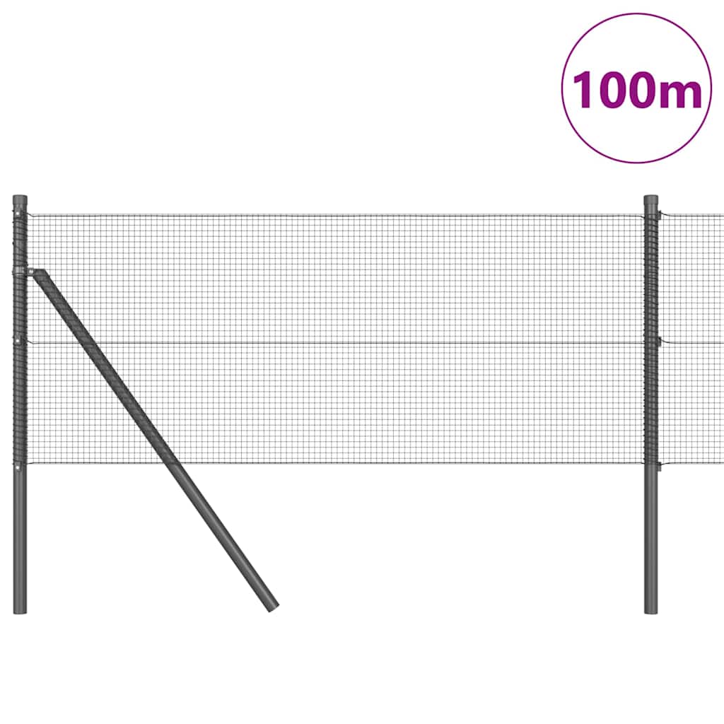 vidaXL Welded Wire Fence Ground Fix 100 x 0.8 m PVC-Coated Steel Grey 3