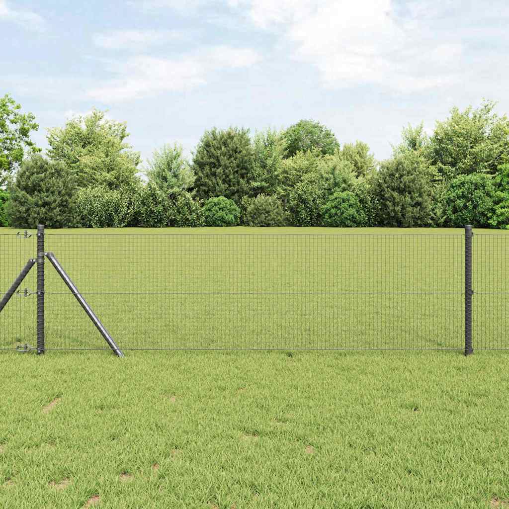 vidaXL Welded Wire Fence Ground Fix 100 x 0.8 m PVC-Coated Steel Grey 1