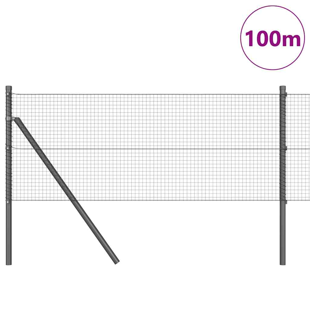 vidaXL Welded Wire Fence Ground Fix 100 x 0.8 m PVC-Coated Steel Grey 3