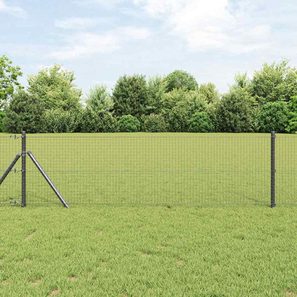 vidaXL Welded Wire Fence Ground Fix 100 x 0.8 m PVC-Coated Steel Grey 1