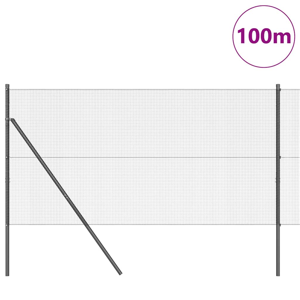 vidaXL Welded Wire Fence Ground Fix 100 x 1 m PVC-Coated Steel Grey 3