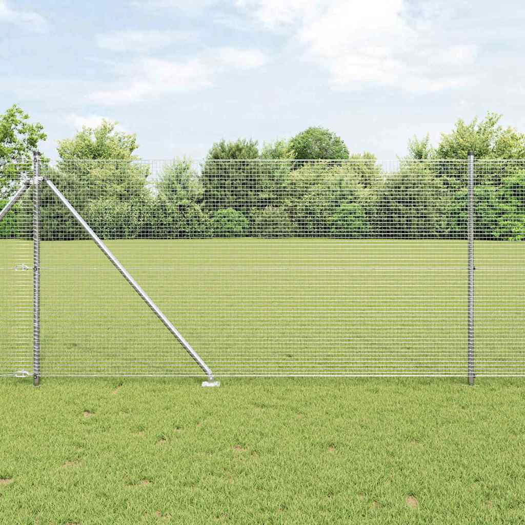 vidaXL Welded Wire Fence with Spikes 50 x 1 m Galvanised Steel Silver 1