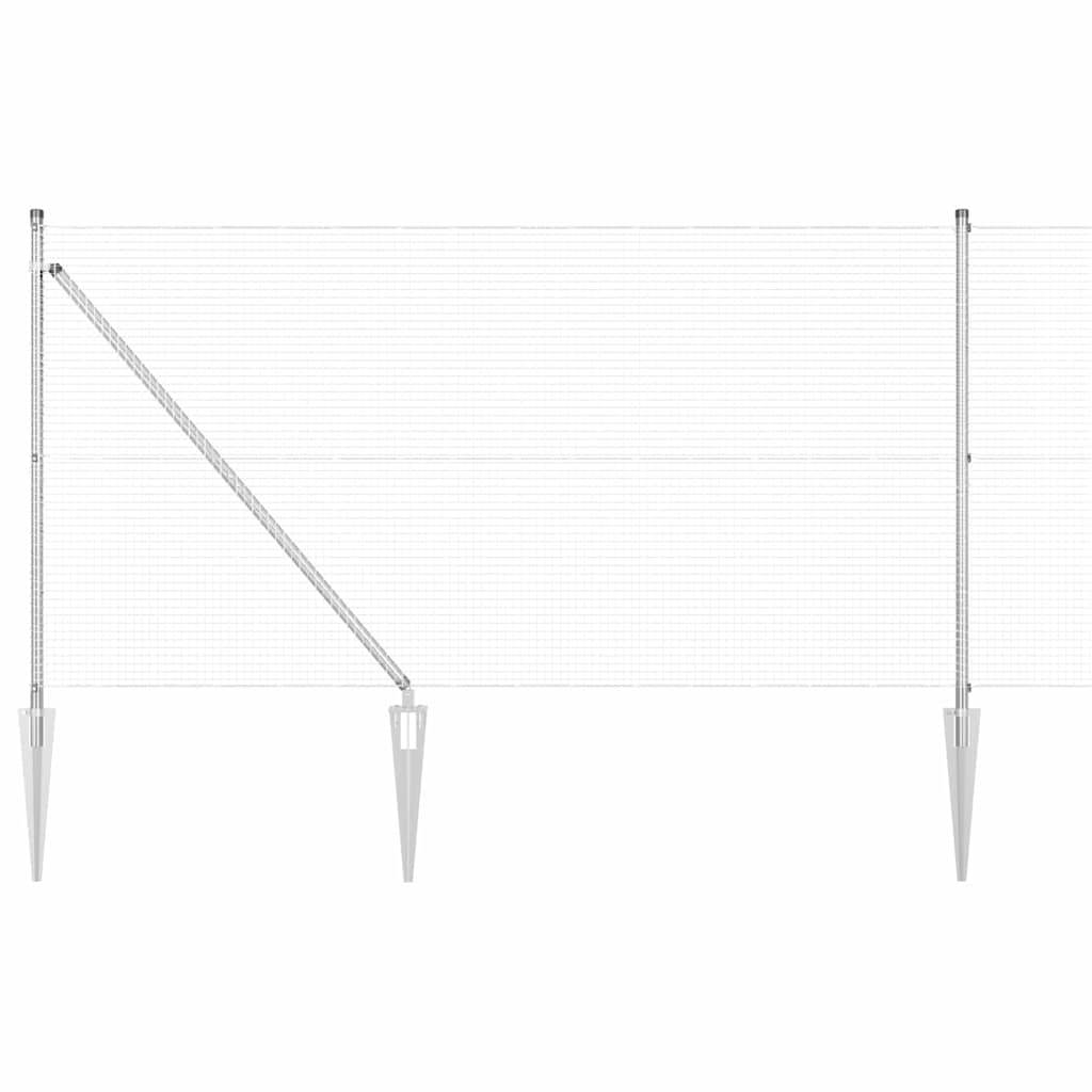 vidaXL Welded Wire Fence with Spikes 50 x 1 m Galvanised Steel Silver 2