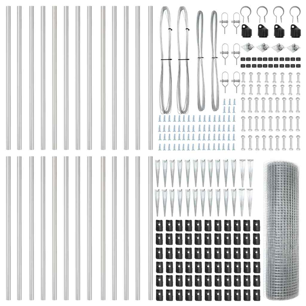 vidaXL Welded Wire Fence with Spikes 50 x 1 m Galvanised Steel Silver 6