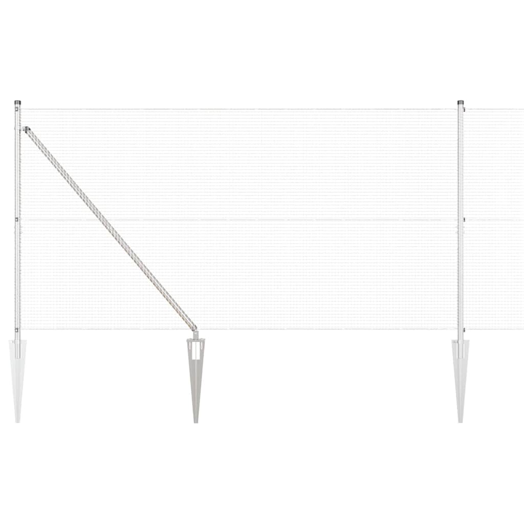 vidaXL Welded Wire Fence with Spikes 50 x 1.4 m Galvanised Steel Mesh 2