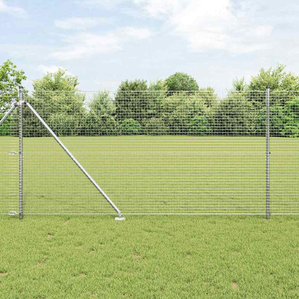 vidaXL Welded Wire Fence with Spikes 50 x 1.4 m Galvanised Steel Mesh 1
