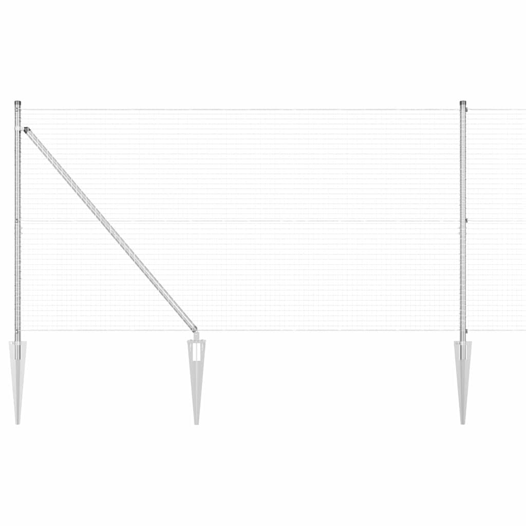 vidaXL Welded Wire Fence with Spikes 50 x 1.4 m Galvanised Steel Mesh 2