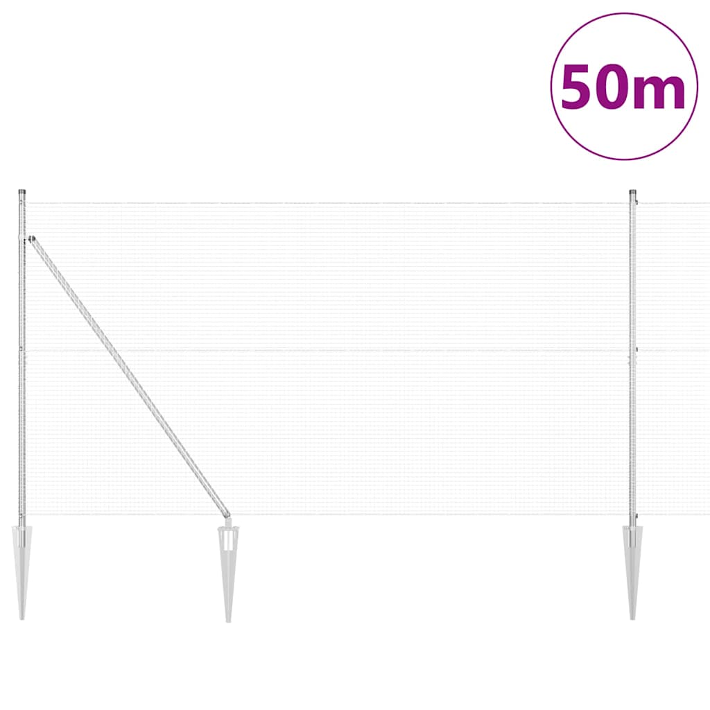 vidaXL Welded Wire Fence with Spikes 50 x 1.5 m Galvanised Steel Mesh 3