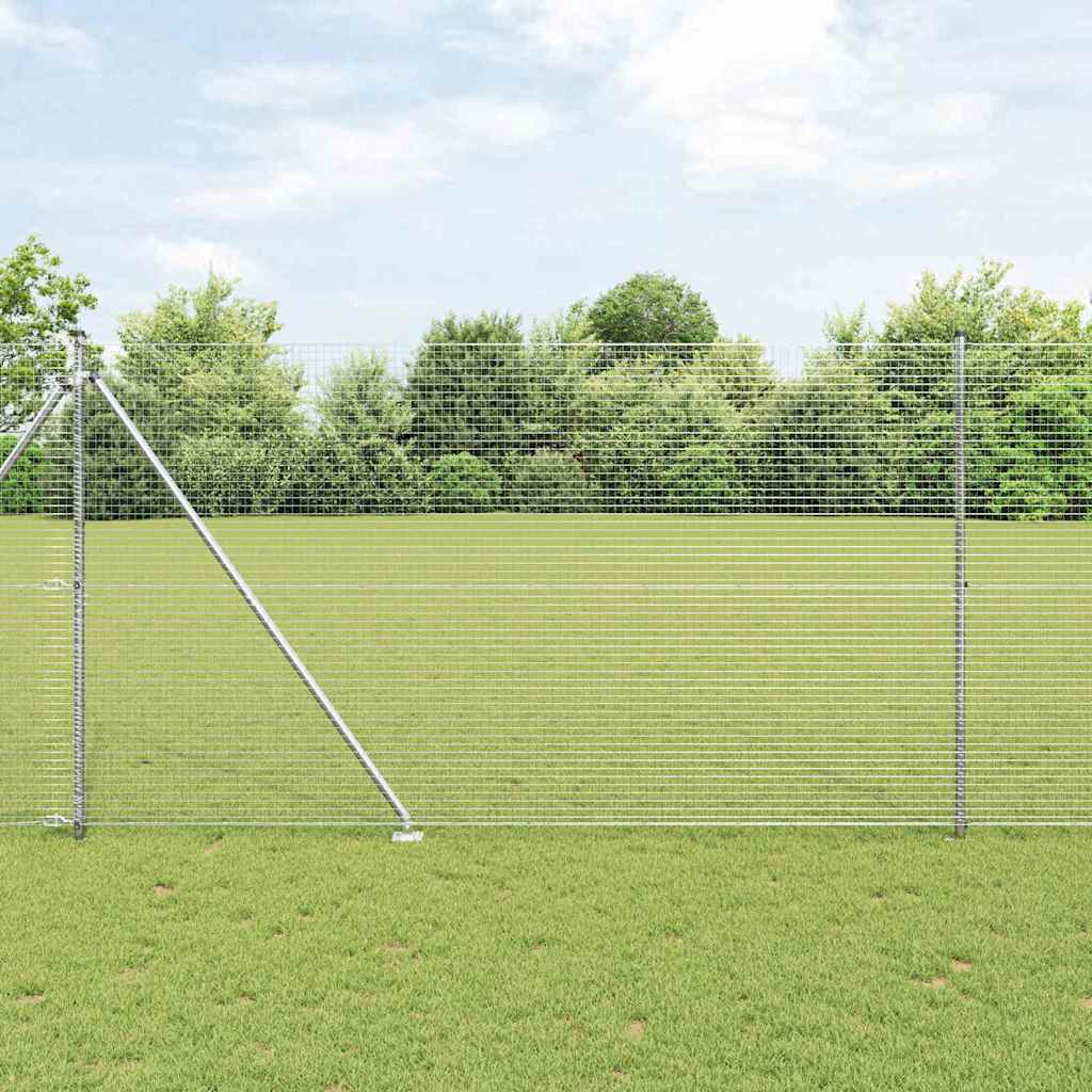 vidaXL Welded Wire Fence with Spikes 50 x 1.5 m Galvanised Steel Mesh 1
