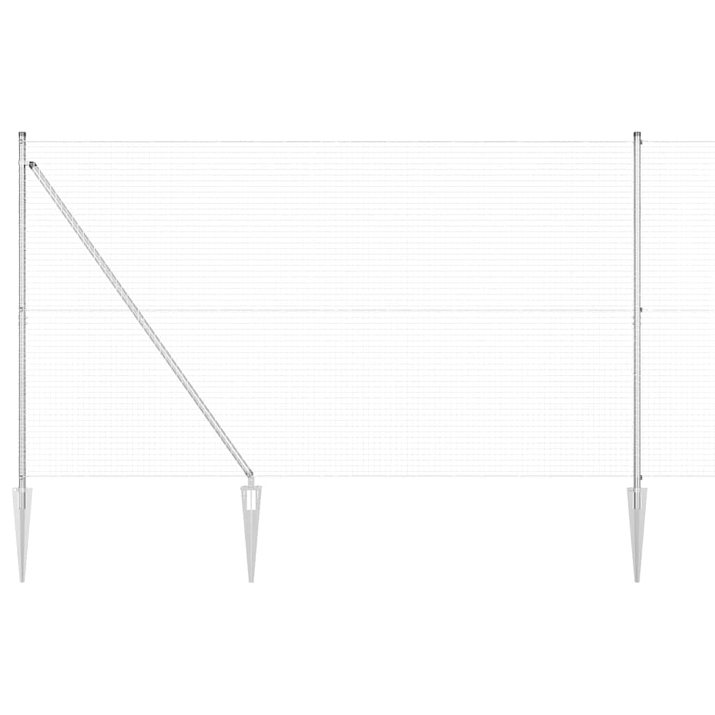 vidaXL Welded Wire Fence with Spikes 50 x 1.5 m Galvanised Steel Mesh 2