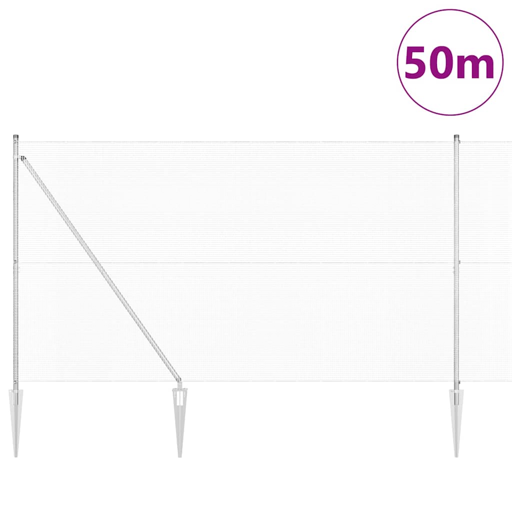vidaXL Welded Wire Fence with Spikes 50 x 1.5 m Galvanised Steel Mesh 3