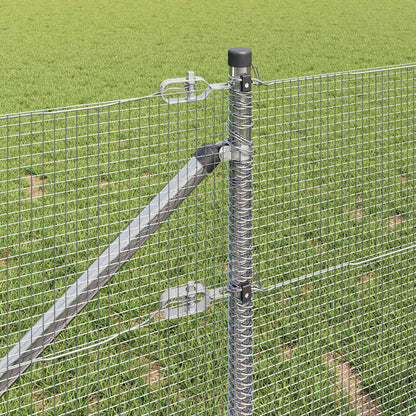 vidaXL Welded Wire Fence with Spikes 100 x 0.4 m Galvanised Steel Mesh 4