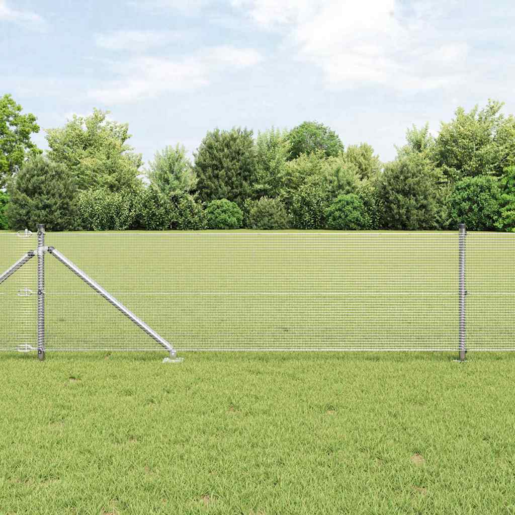 vidaXL Welded Wire Fence with Spikes 100 x 0.4 m Galvanised Steel Mesh 1