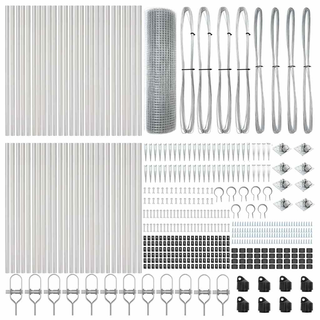 vidaXL Welded Wire Fence with Spikes 100 x 0.4 m Galvanised Steel Mesh 6