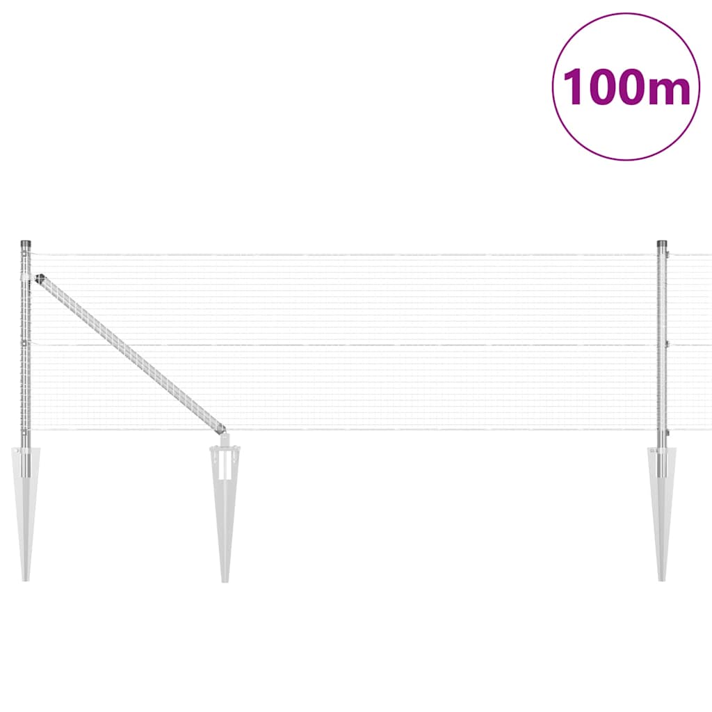 vidaXL Welded Wire Fence with Spikes 100 x 0.4 m Galvanised Steel Mesh 3