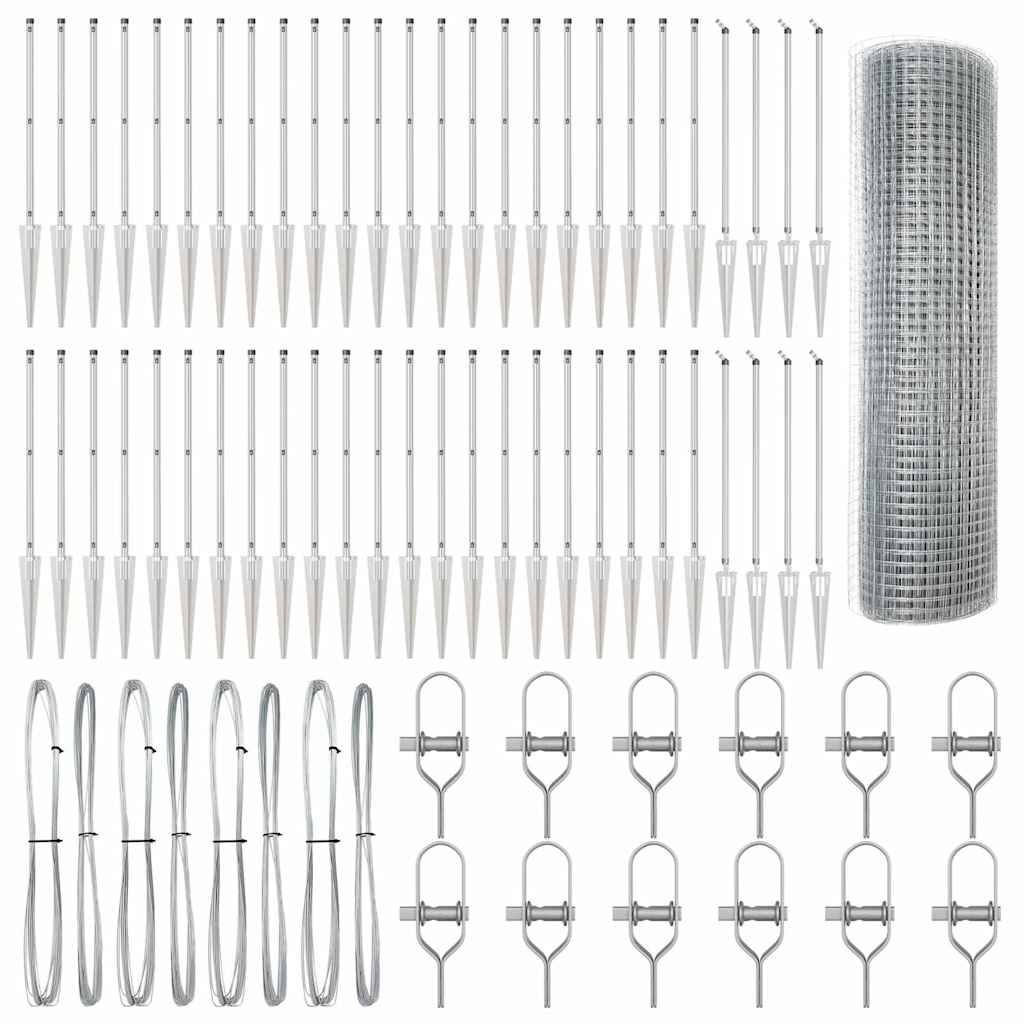 vidaXL Welded Wire Fence with Spikes 100 x 0.4 m Galvanised Steel Mesh 6