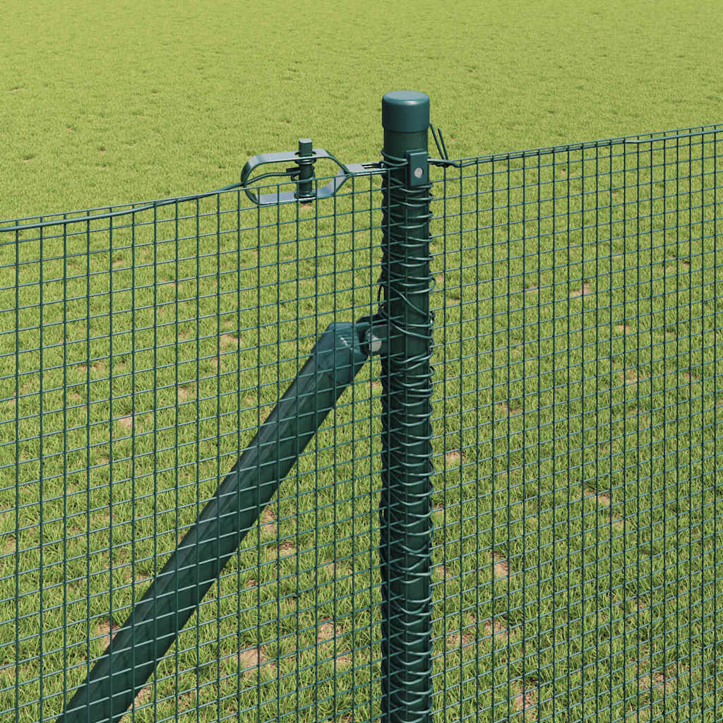 vidaXL Welded Wire Fence with Spikes 50 x 1 m PVC-coated Steel Green 4