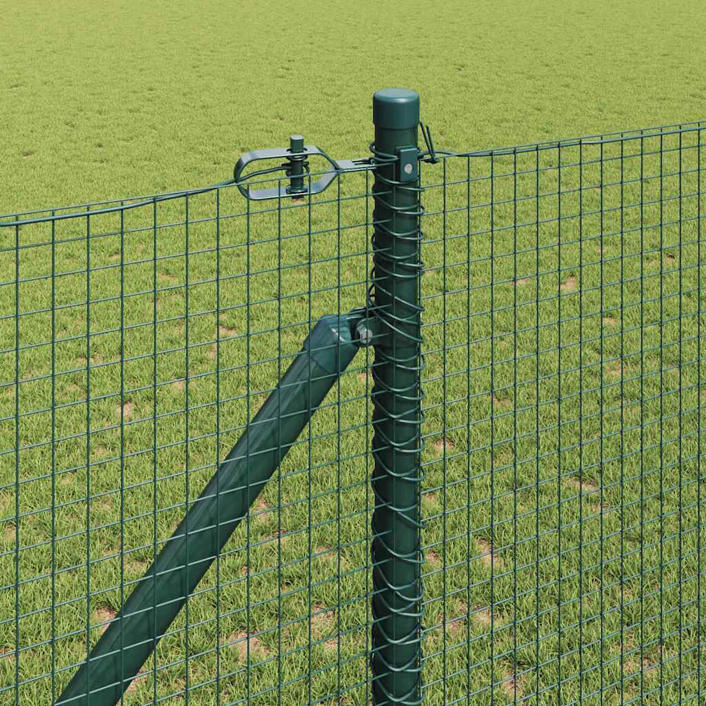 vidaXL Welded Wire Fence with Spikes 50 x 1 m PVC-coated Steel Green 4