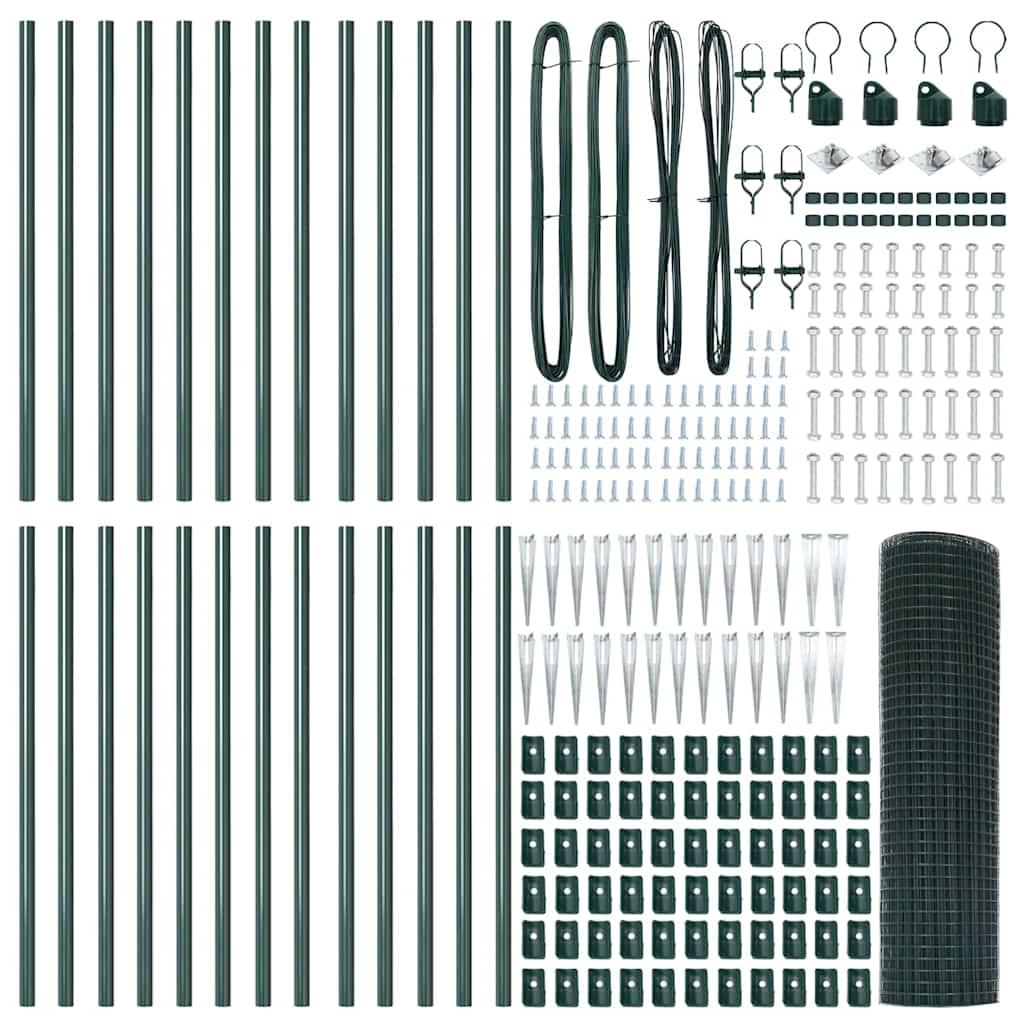 vidaXL Welded Wire Fence with Spikes 50 x 1 m PVC-coated Steel Green 5