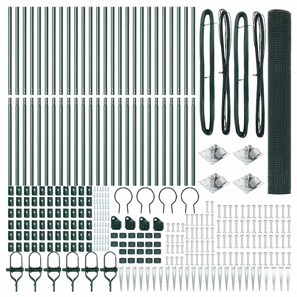 vidaXL Welded Wire Fence with Spikes 50 x 1.4 m PVC-coated Steel Green 5