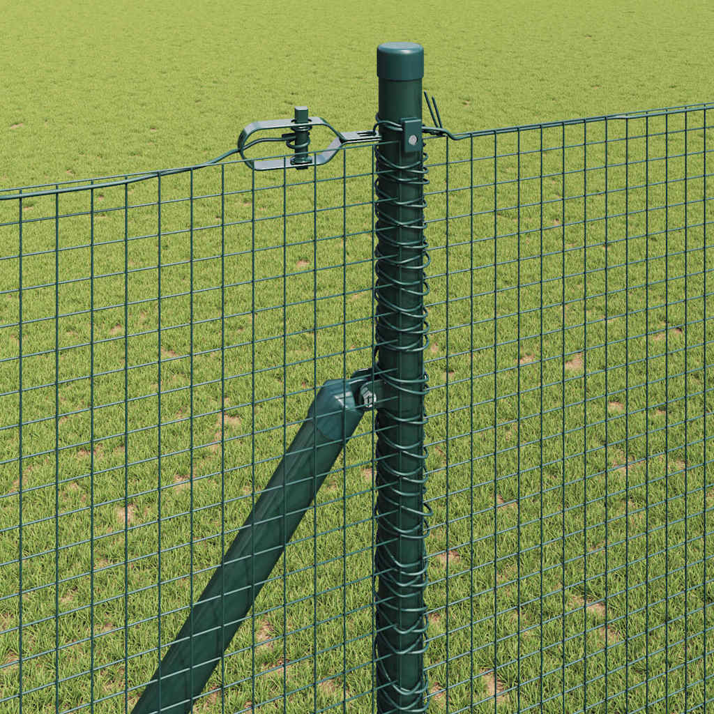 vidaXL Welded Wire Fence with Spikes 50 x 1.4 m PVC-coated Steel Green 4