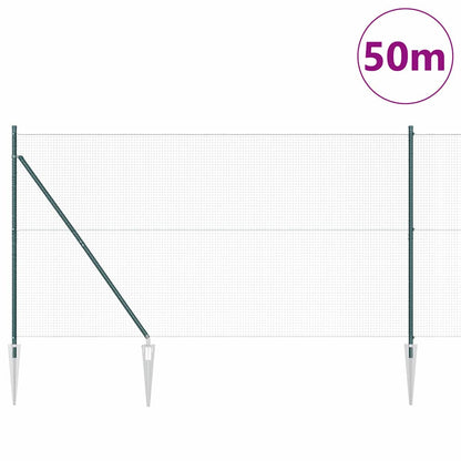 vidaXL Welded Wire Fence with Spikes 50 x 1.4 m PVC-coated Steel Green 3