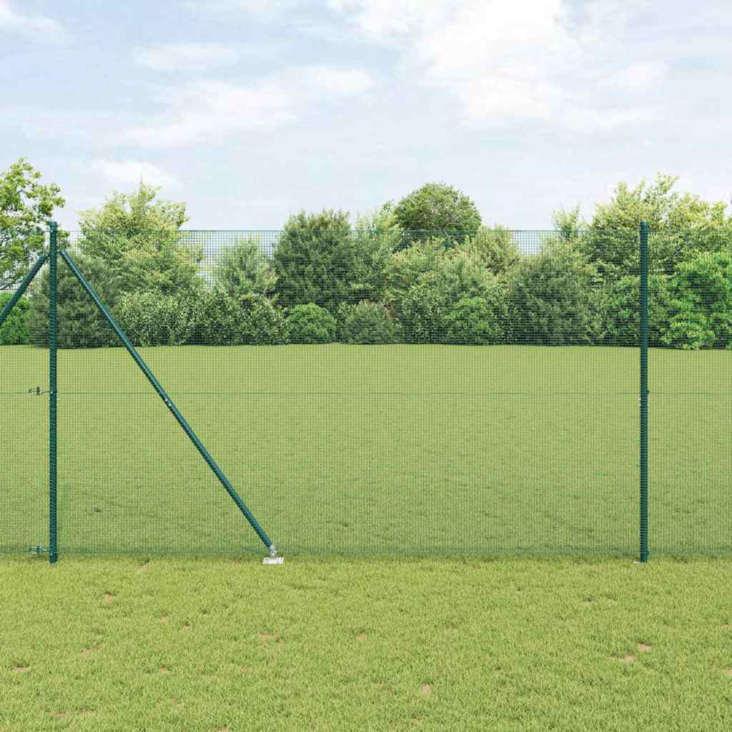 vidaXL Welded Wire Fence with Spikes 50 x 1.5 m PVC-coated Steel Green 1