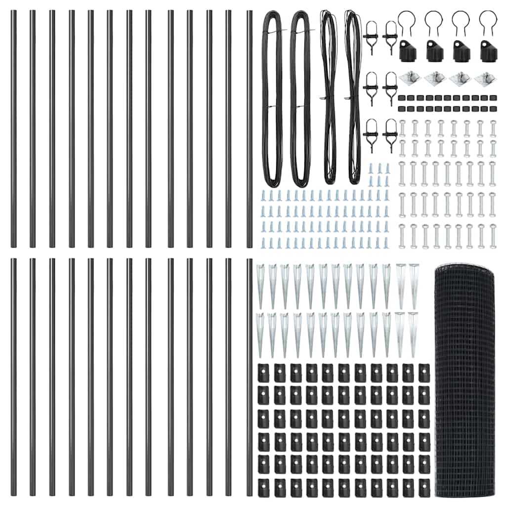 vidaXL Welded Wire Fence with Spikes 50 x 1 m PVC-coated Steel Grey 5