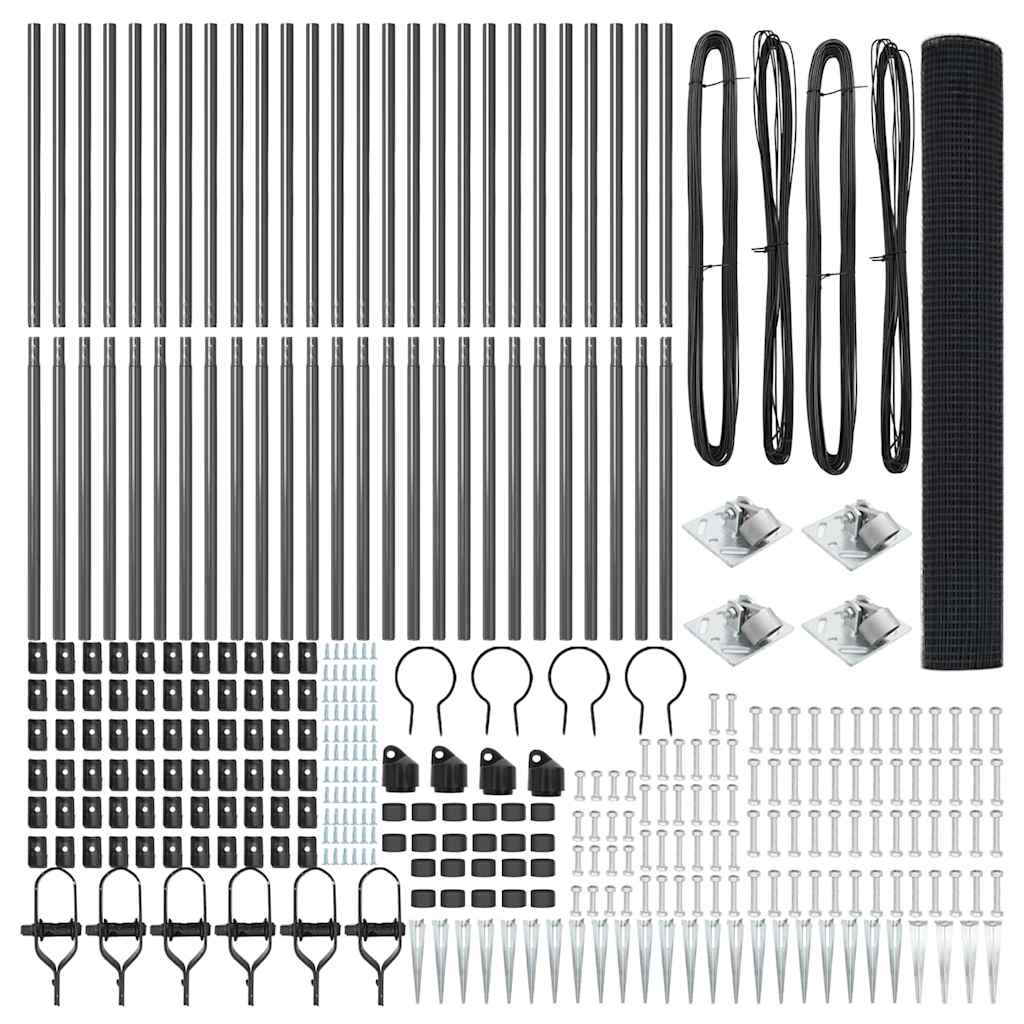 vidaXL Welded Wire Fence with Spikes 50 x 1.2 m PVC-coated Steel Grey 5