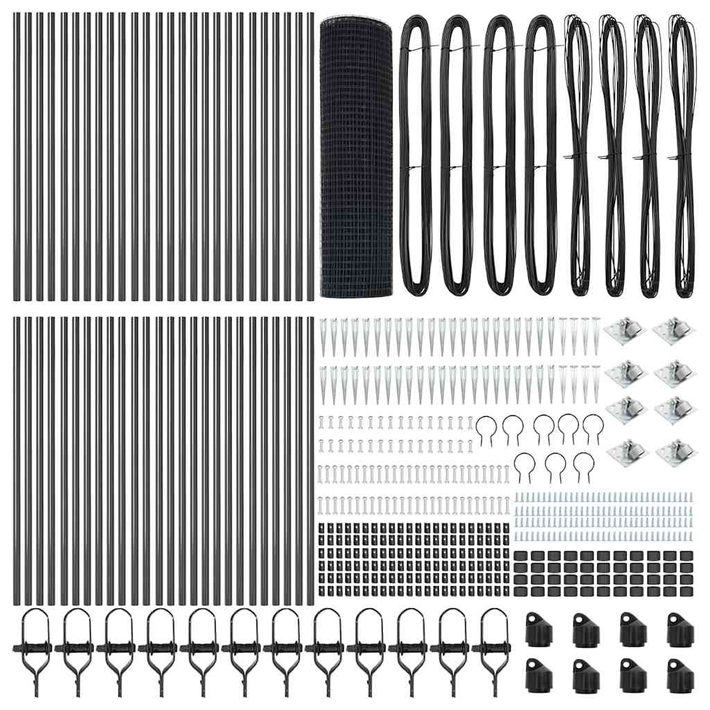 vidaXL Welded Wire Fence with Spikes 100 x 0.4 m PVC-coated Steel Grey 5