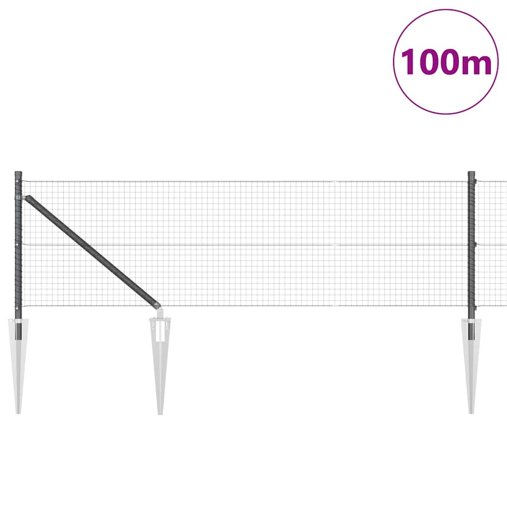 vidaXL Welded Wire Fence with Spikes 100 x 0.4 m PVC-coated Steel Grey 3