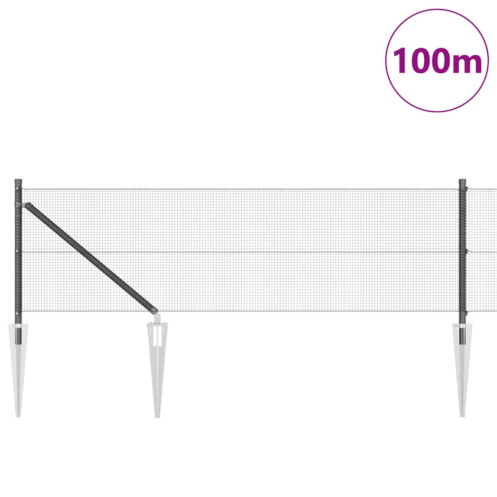 vidaXL Welded Wire Fence with Spikes 100 x 0.5 m PVC-coated Steel Grey 3