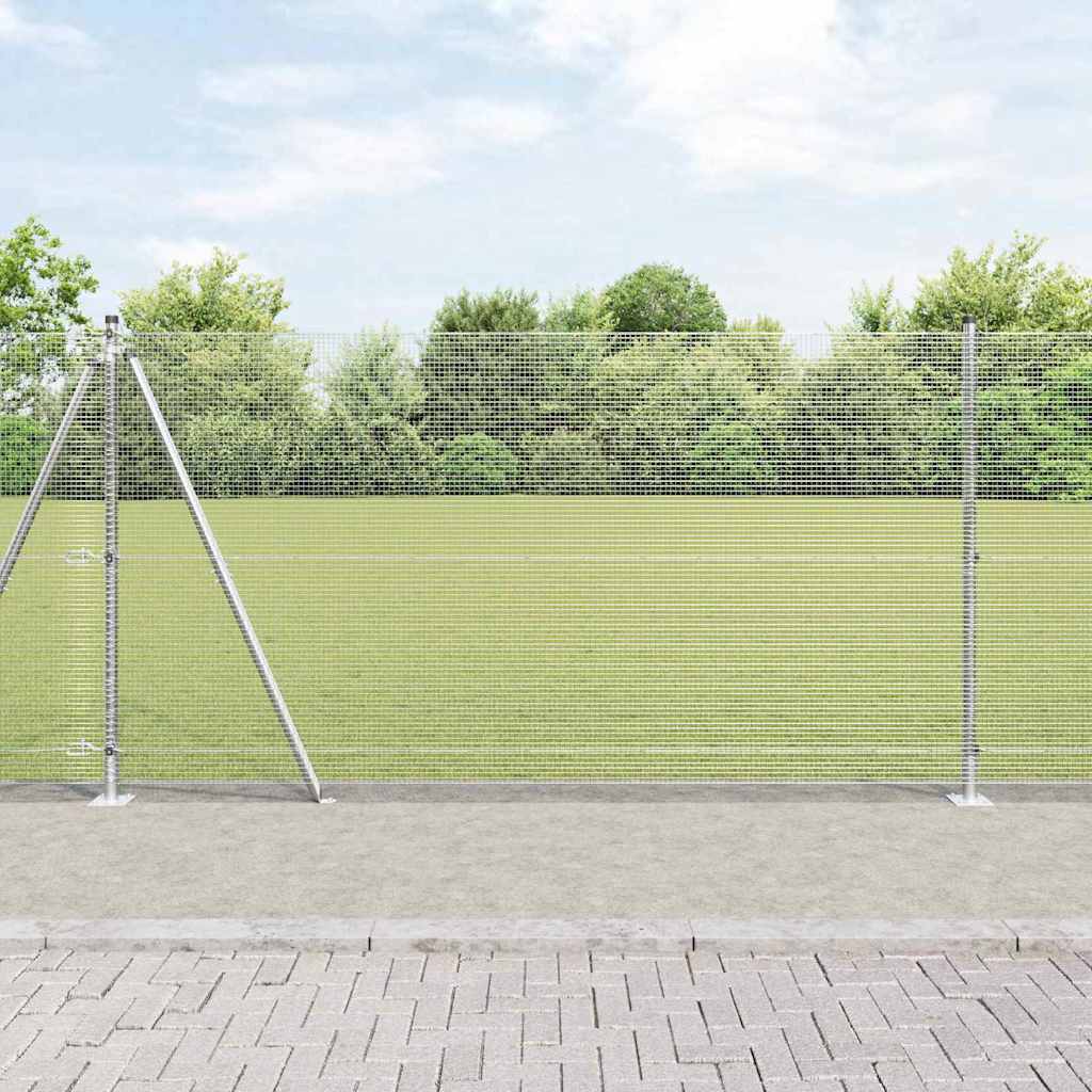 vidaXL Welded Wire Fence with Concrete Base 50 x 1.2 m Silver Mesh 1
