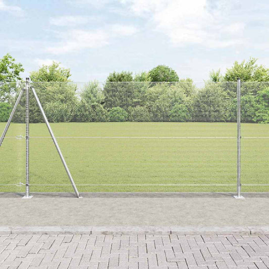 vidaXL Welded Wire Fence with Concrete Base 50 x 1.2 m Silver Mesh 1