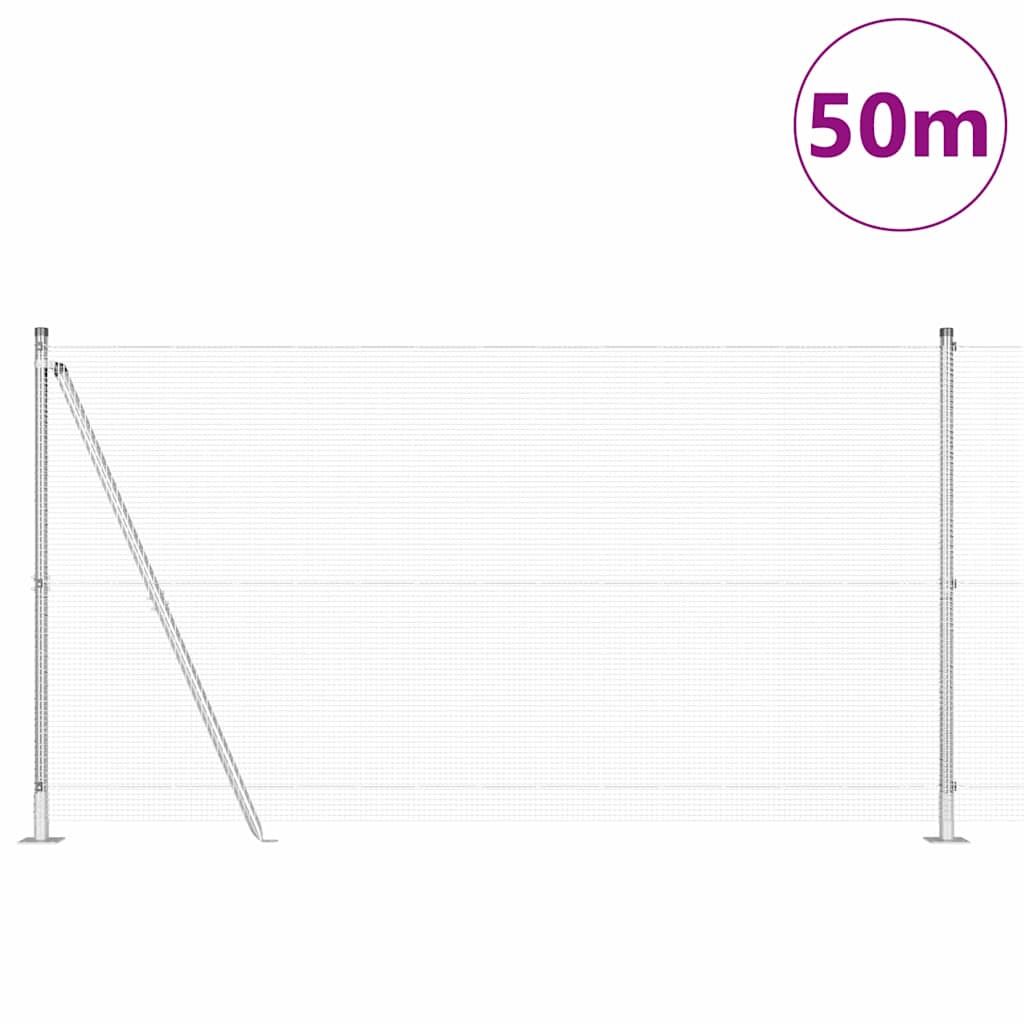 vidaXL Welded Wire Fence with Concrete Base 50 x 1.2 m Silver Mesh 3