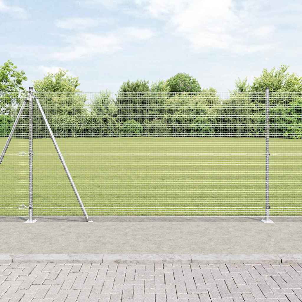 vidaXL Welded Wire Fence with Concrete Base 50 x 1.2 m Silver Mesh 1