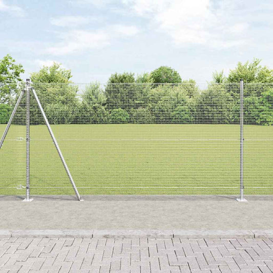 vidaXL Welded Wire Fence with Concrete Base 50 x 1.2 m Silver Mesh 1