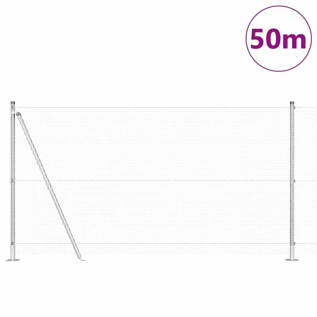 vidaXL Welded Wire Fence with Concrete Base 50 x 1.2 m Silver Mesh 3