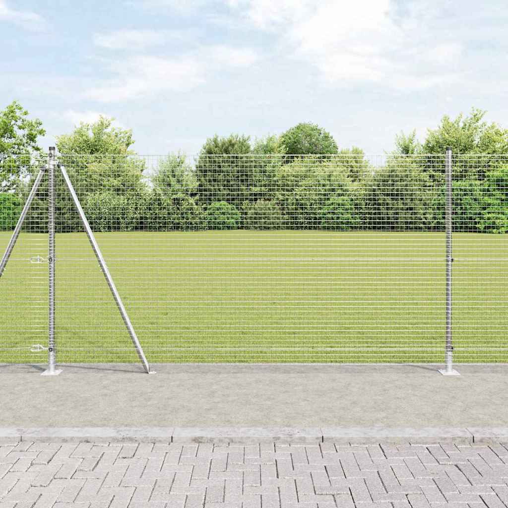 vidaXL Welded Wire Fence with Concrete Base 50 x 1.2 m Silver Mesh 1