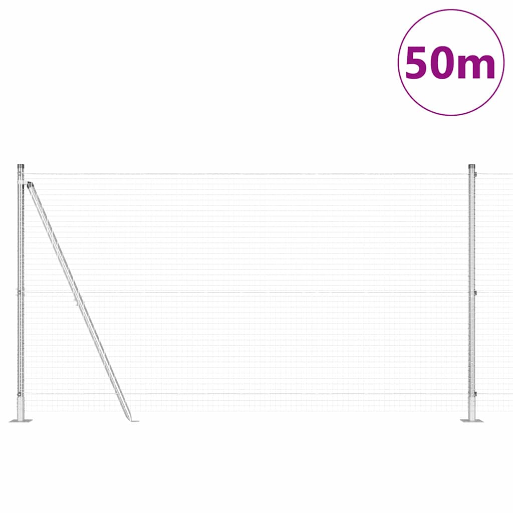 vidaXL Welded Wire Fence with Concrete Base 50 x 1.2 m Silver Mesh 3
