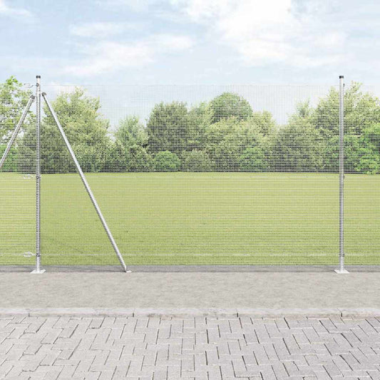 vidaXL Welded Wire Fence with Concrete Base 50 x 1.4 m Silver Mesh 1
