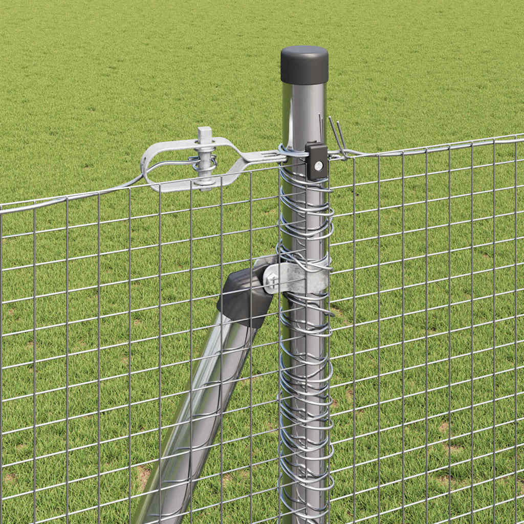vidaXL Welded Wire Fence with Concrete Base 50 x 1.4 m Silver Mesh 5