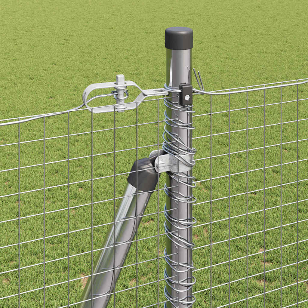 vidaXL Welded Wire Fence with Concrete Base 50 x 1.4 m Silver Mesh 5