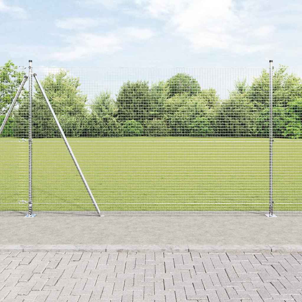 vidaXL Welded Wire Fence with Concrete Base 50 x 1.4 m Silver Mesh 1