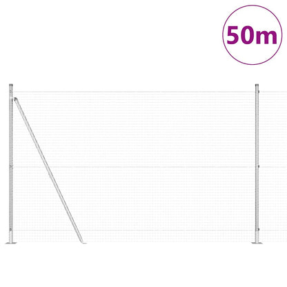 vidaXL Welded Wire Fence with Concrete Base 50 x 1.4 m Silver Mesh 3