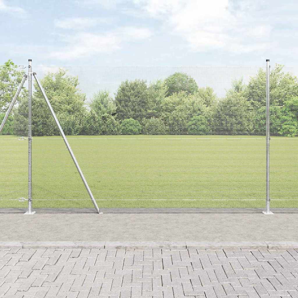 vidaXL Welded Wire Fence with Concrete Base 50 x 1.5 m Silver Mesh 1