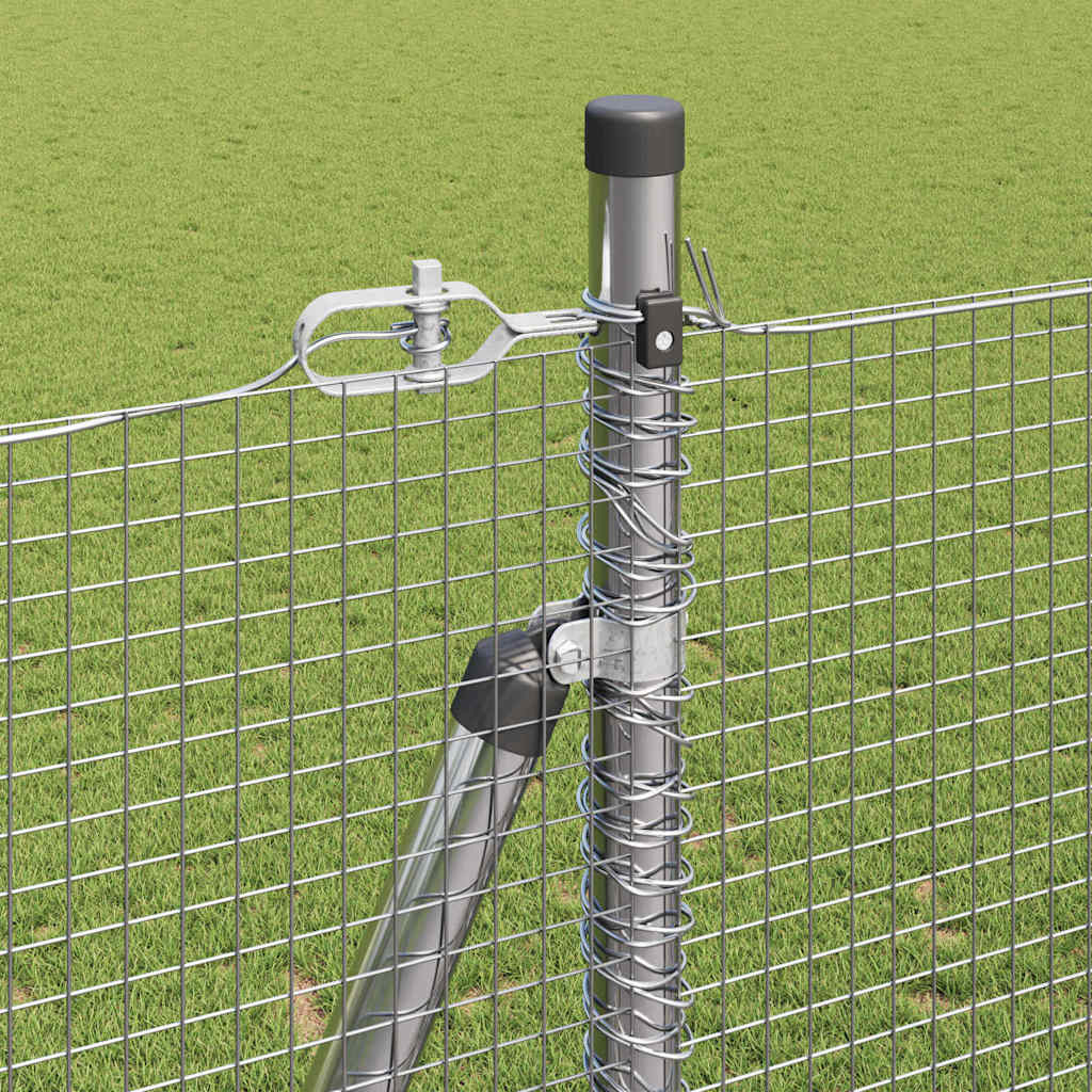 vidaXL Welded Wire Fence with Concrete Base 50 x 1.6 m Silver Mesh 5